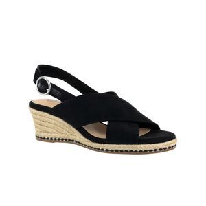 BELLA VITA Womens Black Jute Nadette Ii Round Toe Wedge Espadrille Shoes 6 WW